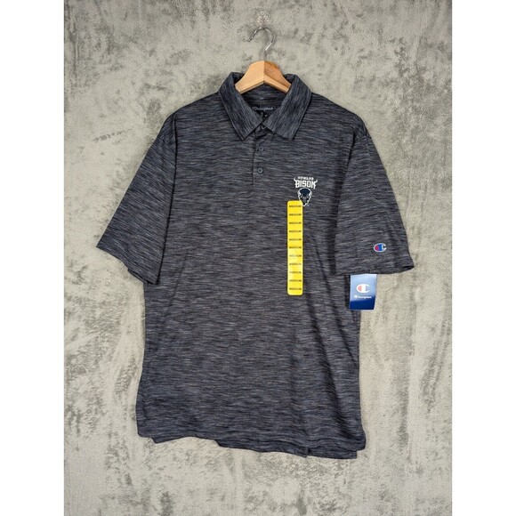 Champion Polo Shirt Howard Bison Men's M Short Sleeves Grey Heather Pullover NWT - Picture 1 of 9